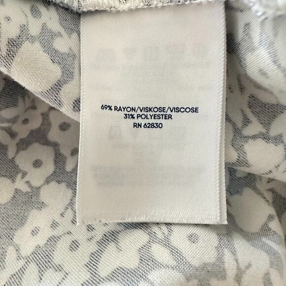 Lands End Dress 1X Blue White Floral Tie Cinched Waist Coastal Preppy Button - Picture 8 of 10